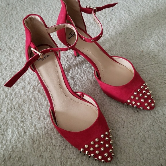 zara red kitten heels
